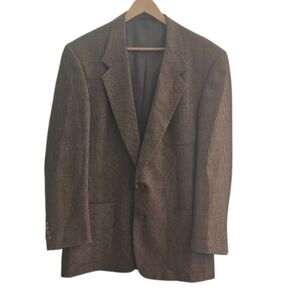 Austin Reed 100% Wool Brown Houndstooth Blazer 44L Union Made Classic Sport Coat